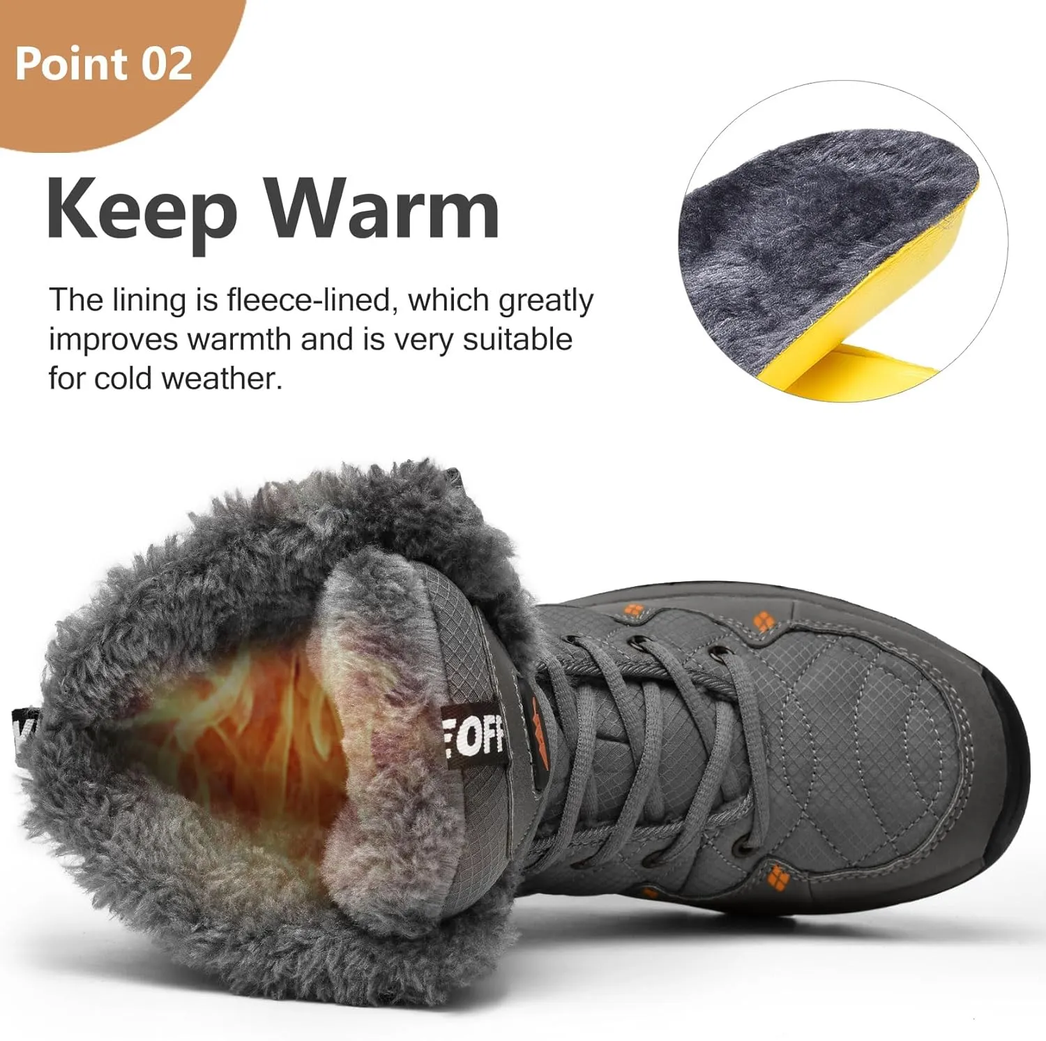 Men's Winter Snow Boots Water Resistant Non Slip Warm Outdoor Lightweight Comfortable Durable 7.1 IN Height Hiking Shoes