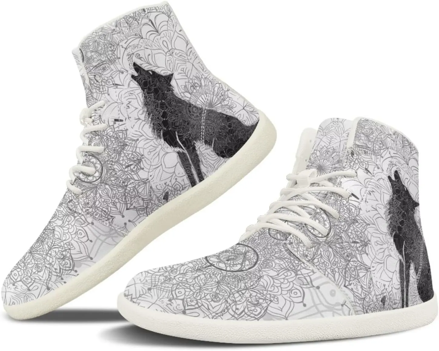 Men's Wolf Running Shoes Slip On Business Sneakers High Top Walking Gym Tennis Athletic Shoes