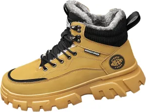 Mens Work Boots Steel Toe Hiking Sneakers with Warm Fur Lining Workout Shoes for Women with Zipper Waterproof Outdoor Shoes Lightweight Hike Grounded Footwear