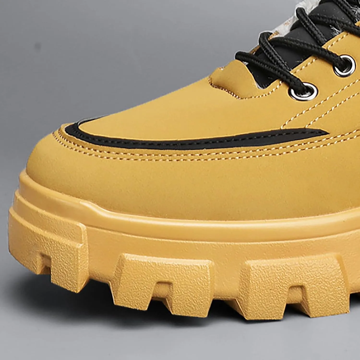 Mens Work Boots Steel Toe Hiking Sneakers with Warm Fur Lining Workout Shoes for Women with Zipper Waterproof Outdoor Shoes Lightweight Hike Grounded Footwear