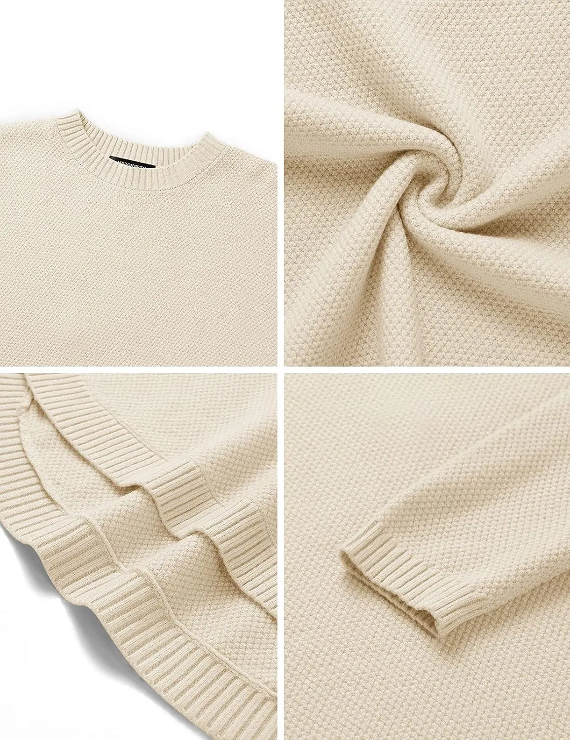 MEROKEETY Women's 2025 Fall Long Sleeve Oversized Crew Neck Solid Color Knit Pullover Sweater Tops