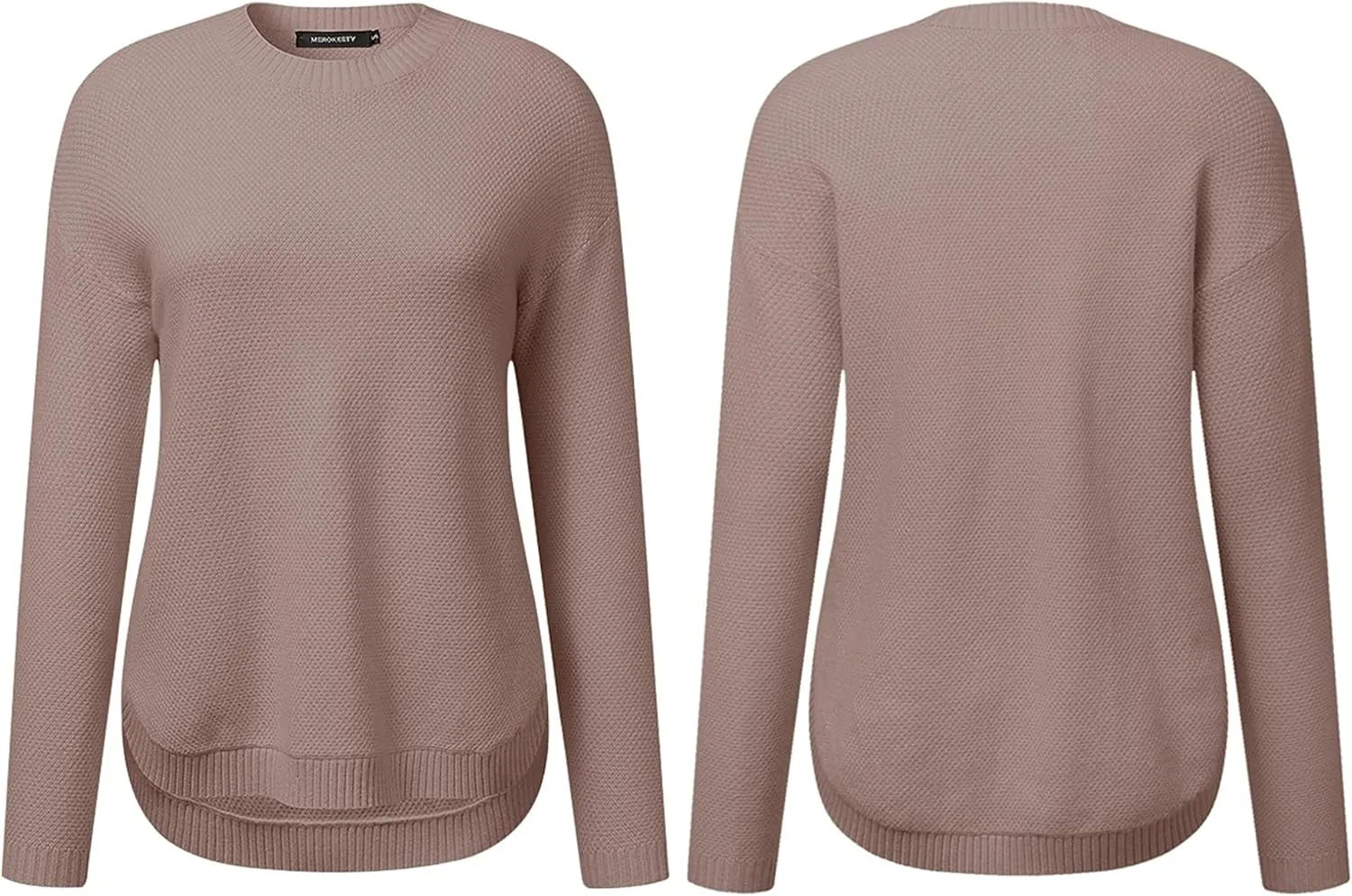 MEROKEETY Women's 2025 Fall Long Sleeve Oversized Crew Neck Solid Color Knit Pullover Sweater Tops