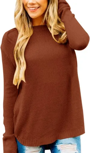MEROKEETY Women's 2025 Fall Long Sleeve Oversized Crew Neck Solid Color Knit Pullover Sweater Tops