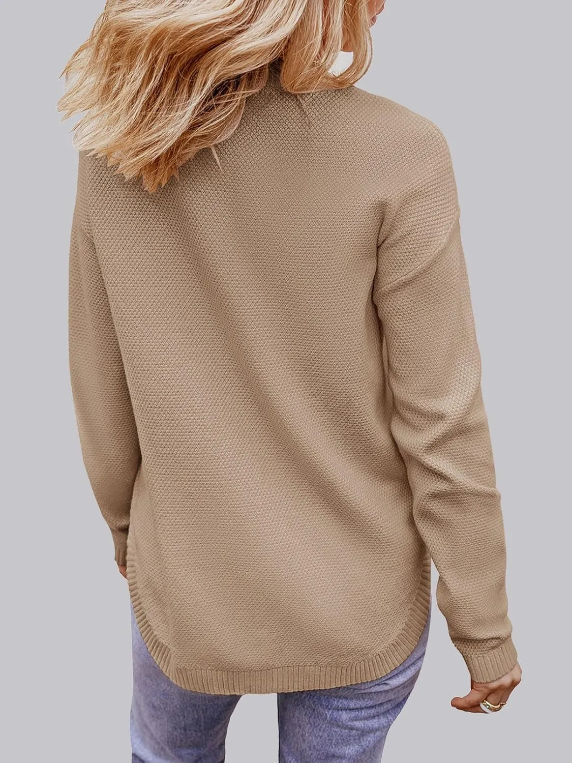 MEROKEETY Women's 2025 Fall Long Sleeve Oversized Crew Neck Solid Color Knit Pullover Sweater Tops