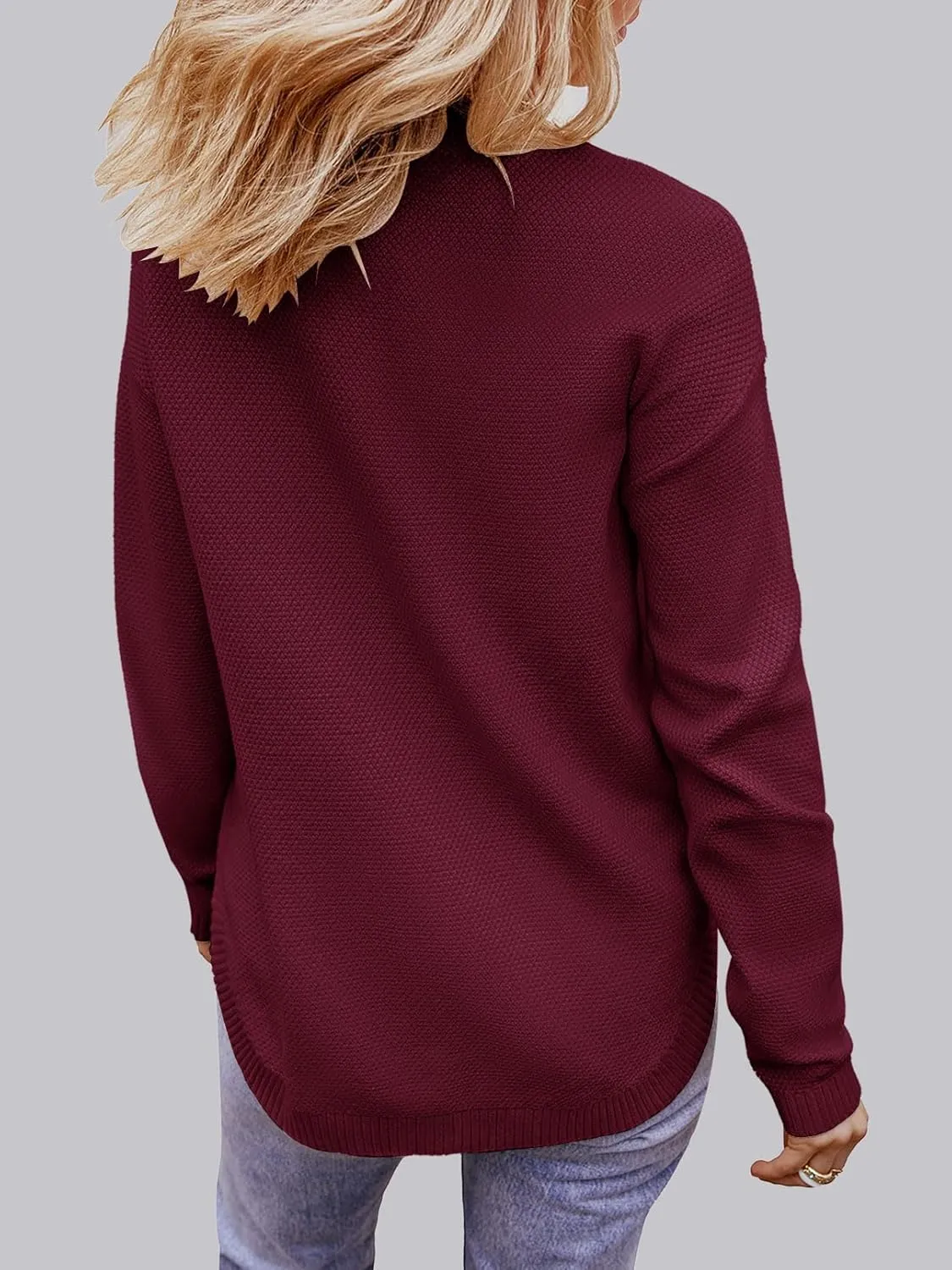MEROKEETY Women's 2025 Fall Long Sleeve Oversized Crew Neck Solid Color Knit Pullover Sweater Tops
