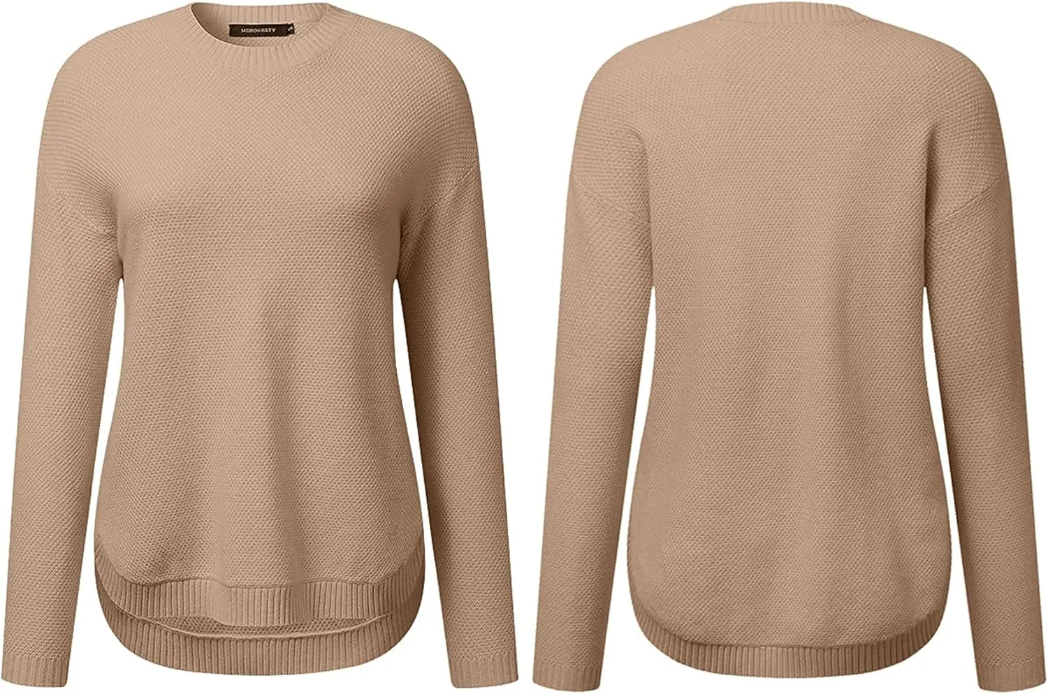 MEROKEETY Women's 2025 Fall Long Sleeve Oversized Crew Neck Solid Color Knit Pullover Sweater Tops