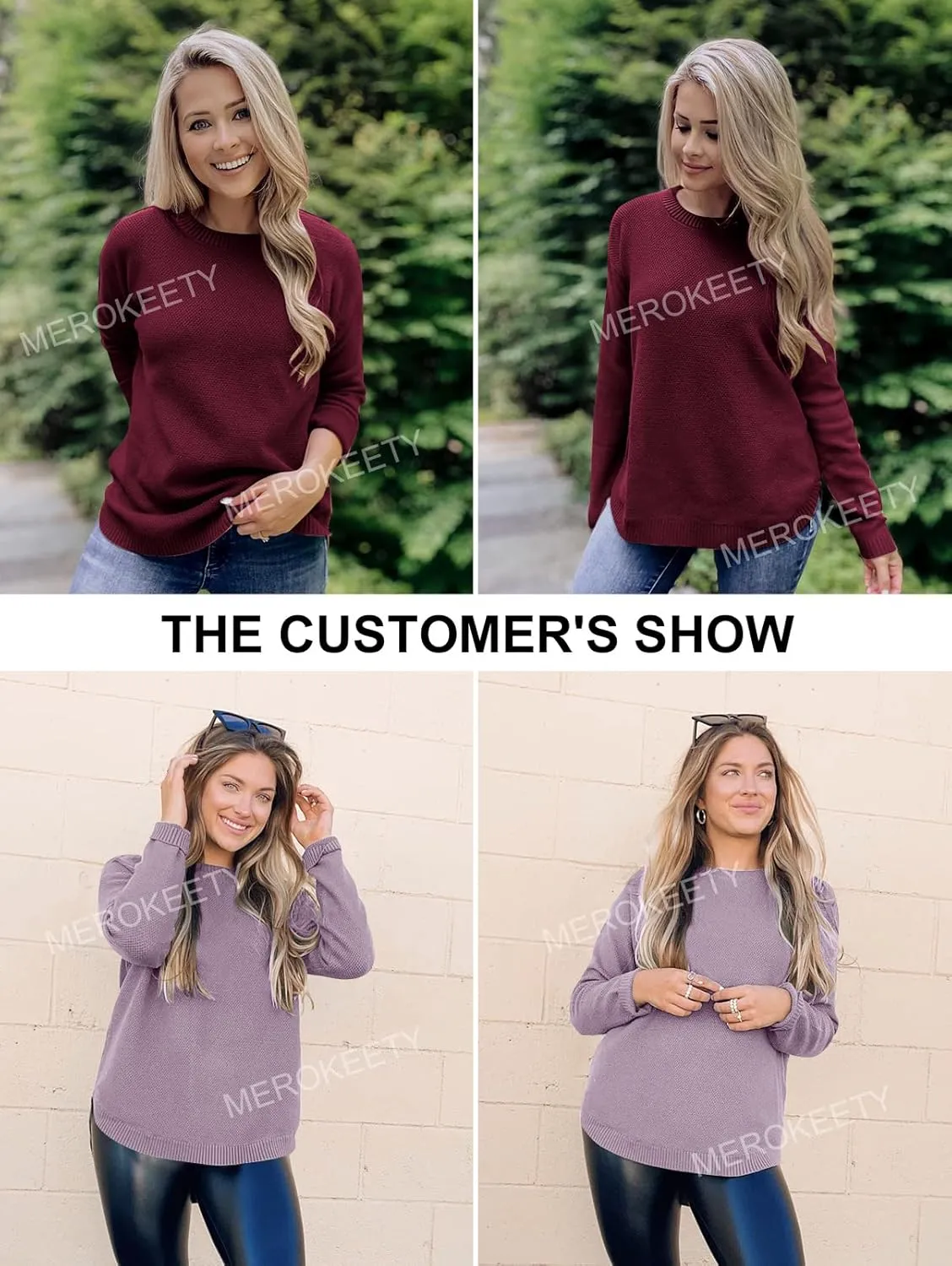 MEROKEETY Women's 2025 Fall Long Sleeve Oversized Crew Neck Solid Color Knit Pullover Sweater Tops