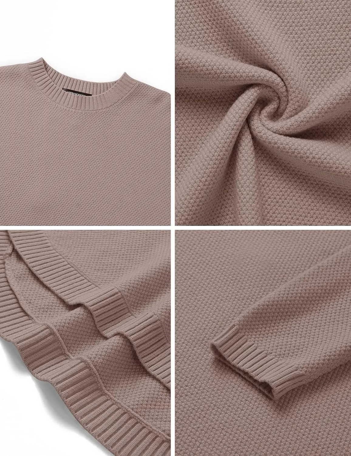 MEROKEETY Women's 2025 Fall Long Sleeve Oversized Crew Neck Solid Color Knit Pullover Sweater Tops