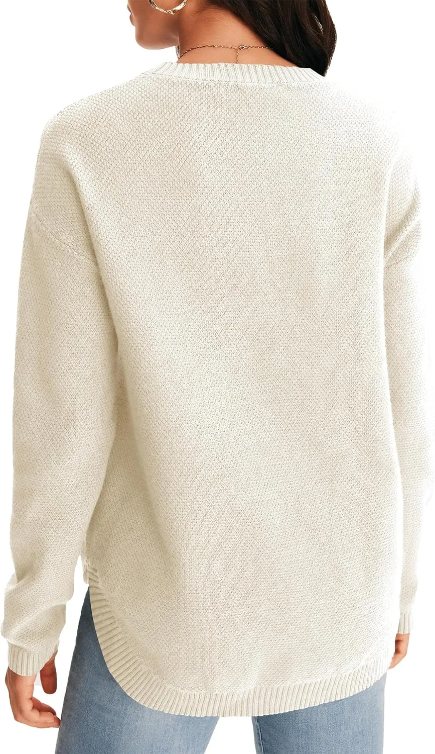 MEROKEETY Women's 2025 Fall Long Sleeve Oversized Crew Neck Solid Color Knit Pullover Sweater Tops