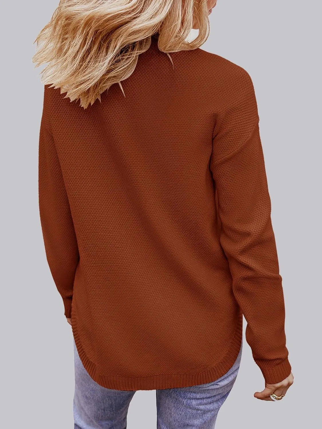 MEROKEETY Women's 2025 Fall Long Sleeve Oversized Crew Neck Solid Color Knit Pullover Sweater Tops