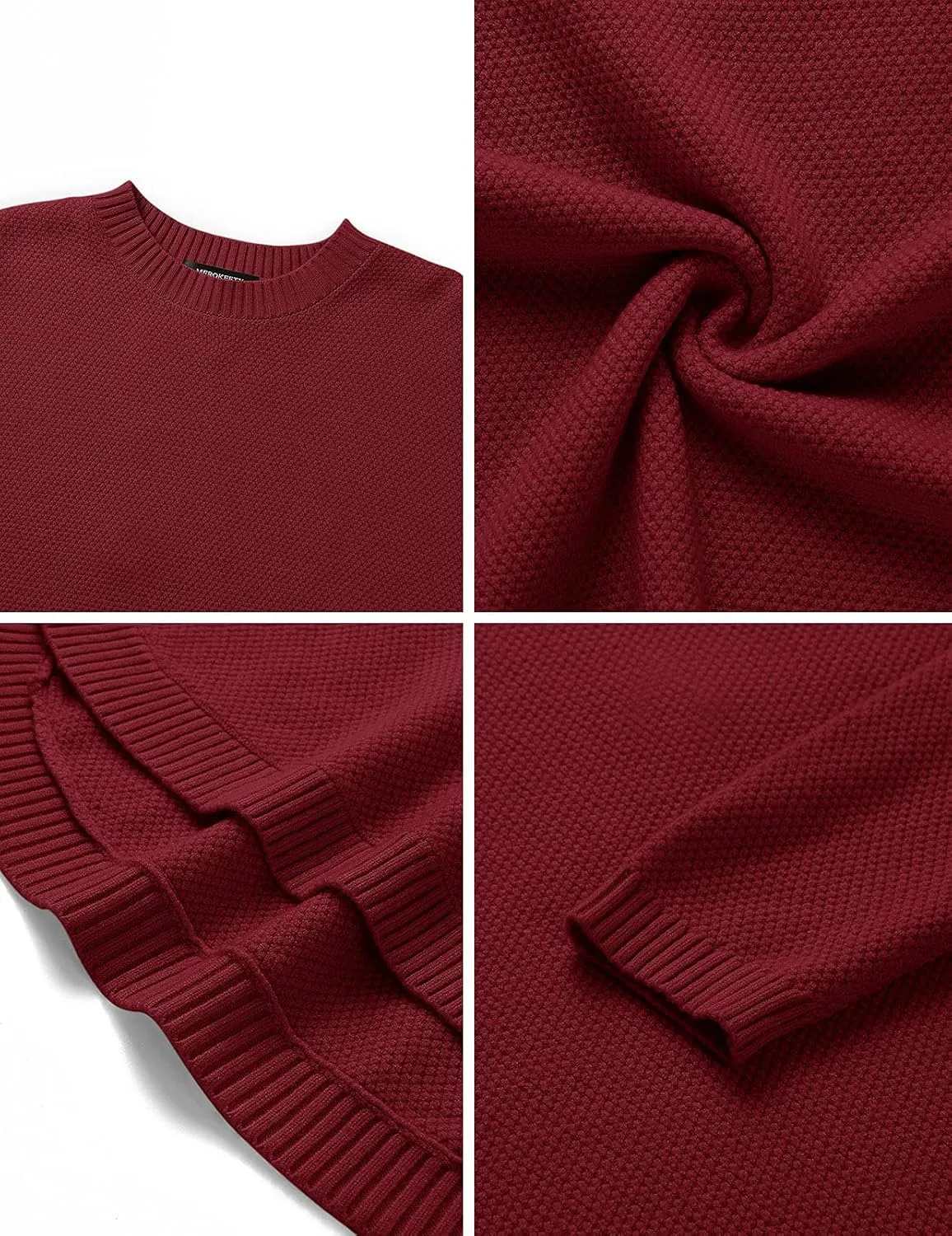 MEROKEETY Women's 2025 Fall Long Sleeve Oversized Crew Neck Solid Color Knit Pullover Sweater Tops