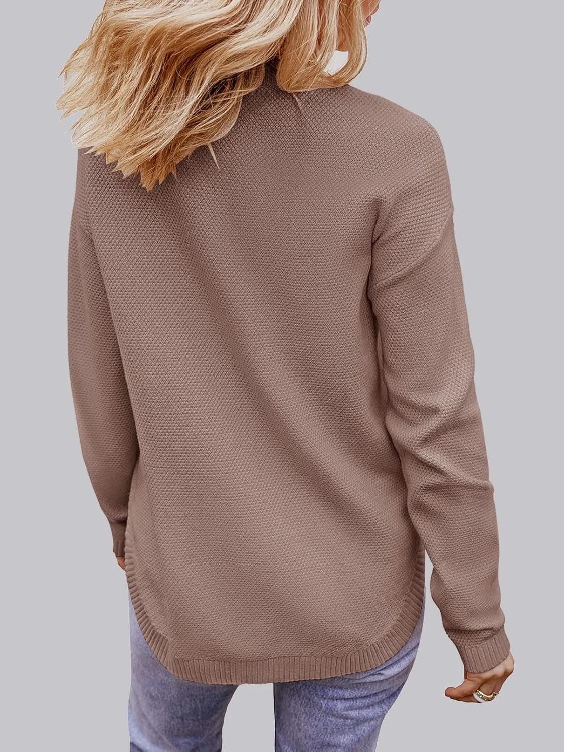 MEROKEETY Women's 2025 Fall Long Sleeve Oversized Crew Neck Solid Color Knit Pullover Sweater Tops