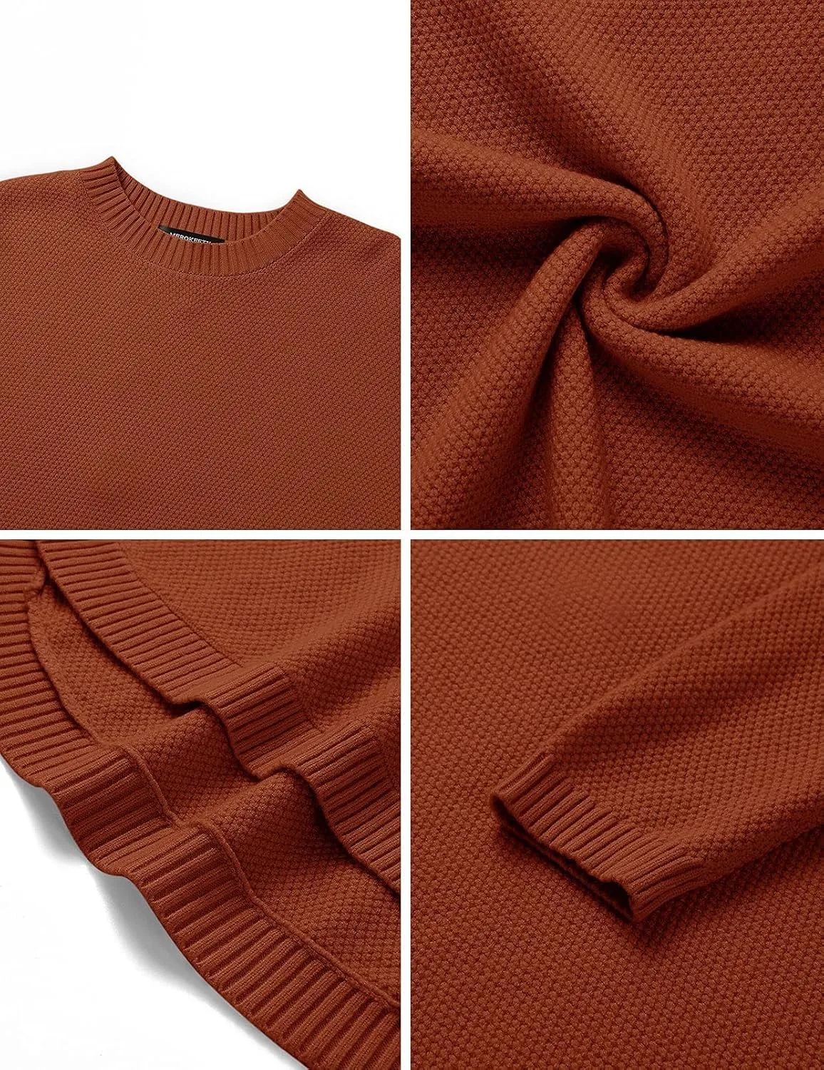 MEROKEETY Women's 2025 Fall Long Sleeve Oversized Crew Neck Solid Color Knit Pullover Sweater Tops