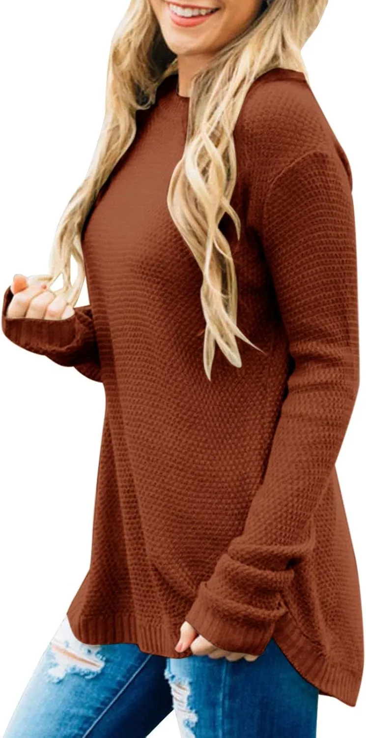 MEROKEETY Women's 2025 Fall Long Sleeve Oversized Crew Neck Solid Color Knit Pullover Sweater Tops