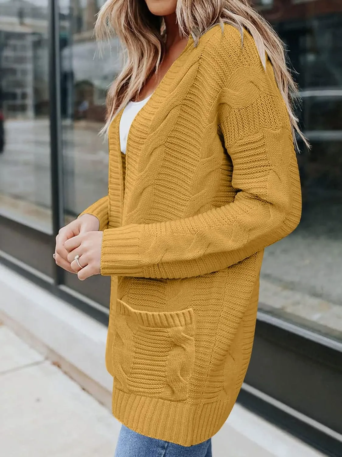 MEROKEETY Women's 2025 Long Sleeve Cable Knit Cardigan Sweaters Open Front Fall Outwear Coat