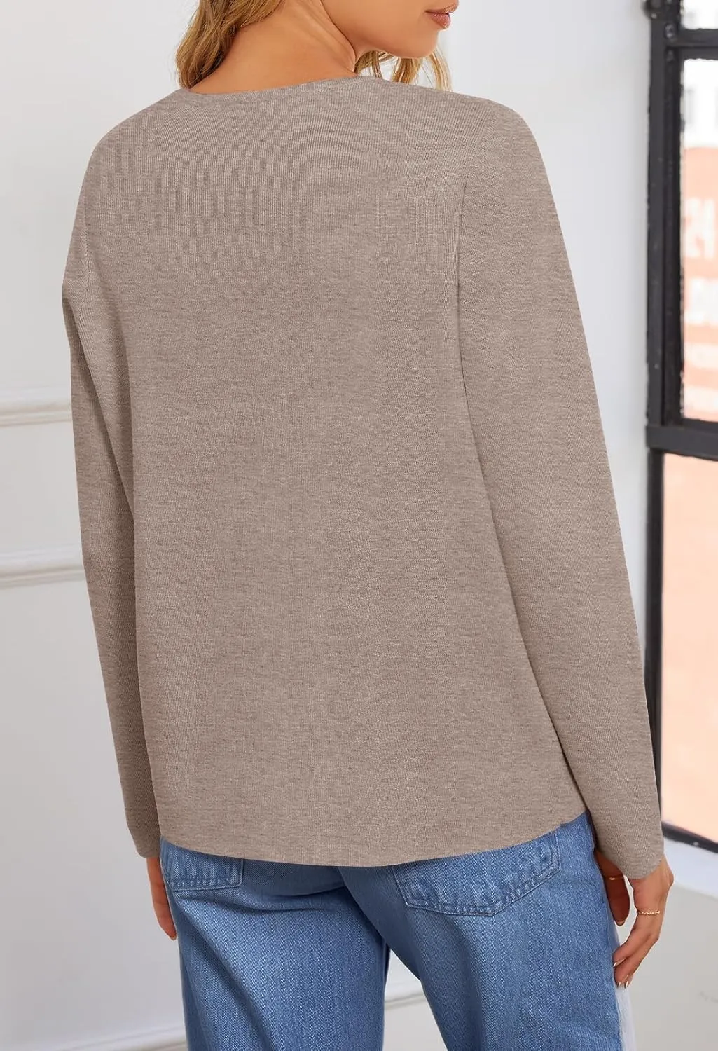 MEROKEETY Women's Button Down Knit Cardigan Sweaters Long Sleeve Crew Neck Solid Color Basic Jacket