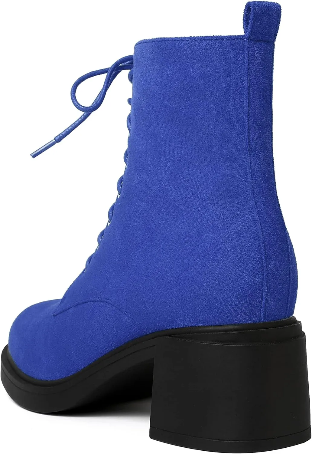 MERRORI Womens Combat Booties Casual Lace Up Solid Round Toe Suede Block Mid Heel Ankle High Boots 2.5 Inch