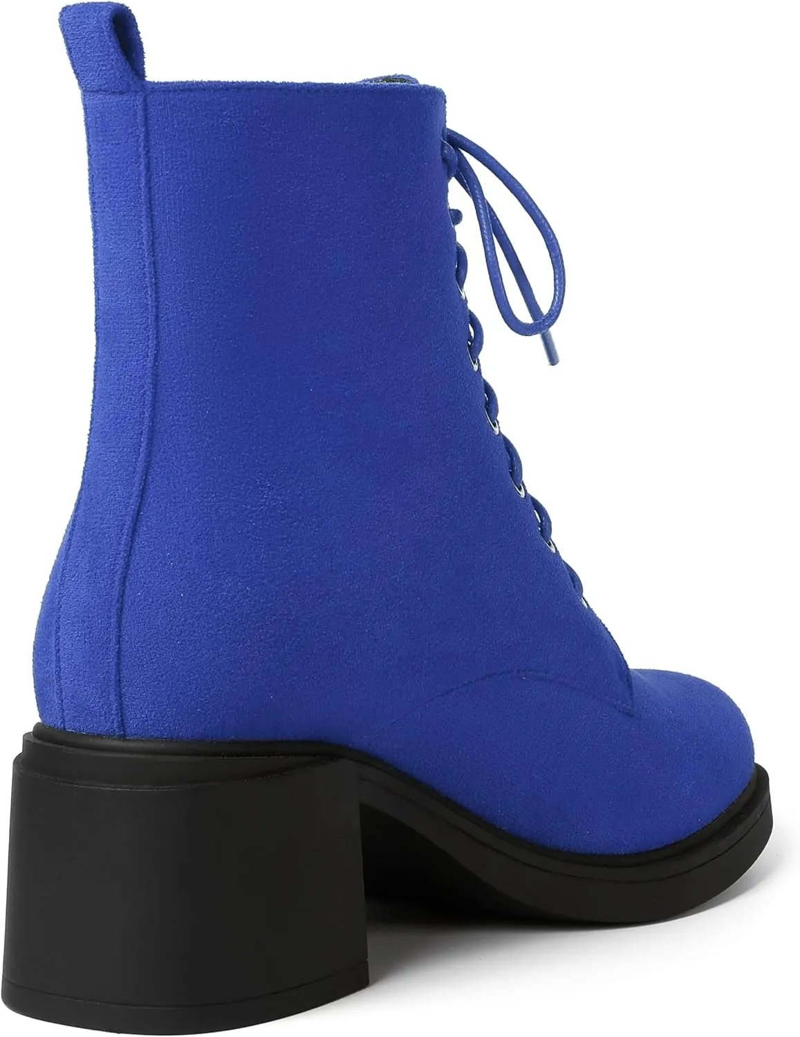 MERRORI Womens Combat Booties Casual Lace Up Solid Round Toe Suede Block Mid Heel Ankle High Boots 2.5 Inch