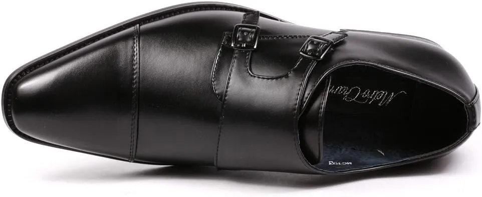 Metrocharm MC103 Men's Double Monk Strap Cap Toe Slip On Loafers Dress Shoes