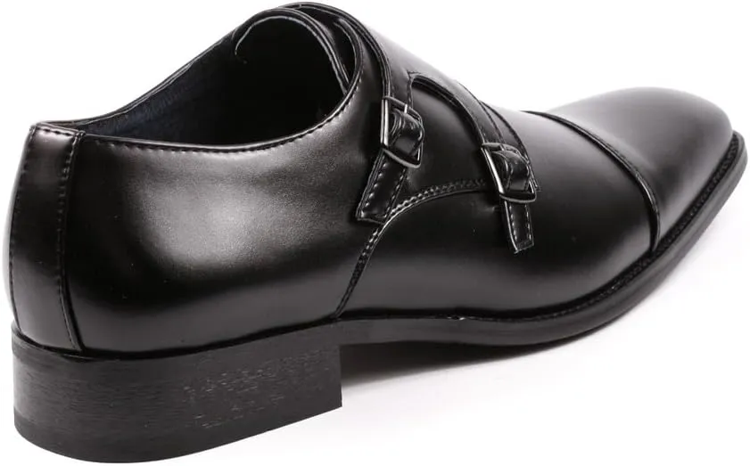 Metrocharm MC103 Men's Double Monk Strap Cap Toe Slip On Loafers Dress Shoes