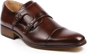 Metrocharm MC103 Men's Double Monk Strap Cap Toe Slip On Loafers Dress Shoes