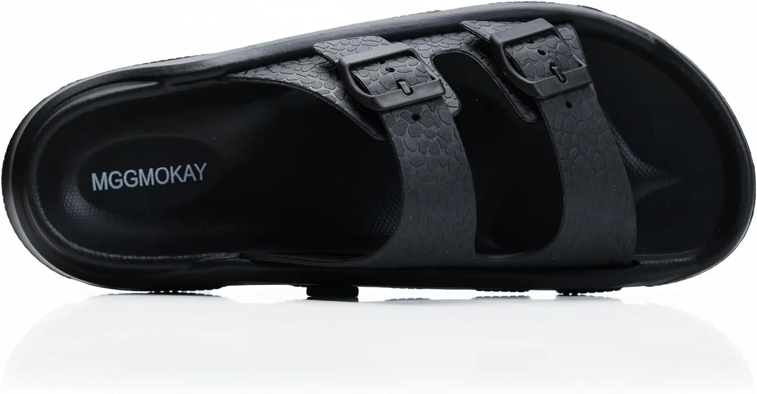 MGGMOKAY Summer Mens Slipper EVA Flat Sandals with Adjustable Buckle Straps