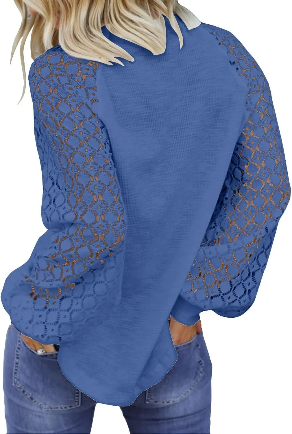 MIHOLL Women’s Long Sleeve Tops Lace Casual Loose Blouses T Shirts