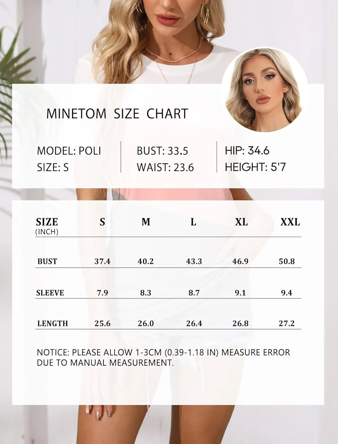 Minetom Women's T Shirts Short Sleeve Color Block/Solid Tops Casual Summer Tees