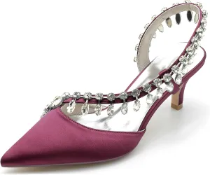 Minishion Ladies Wedding Shoes Sparkle Rhinestones Formal Pumps Mules Slingback Prom Heels BR108