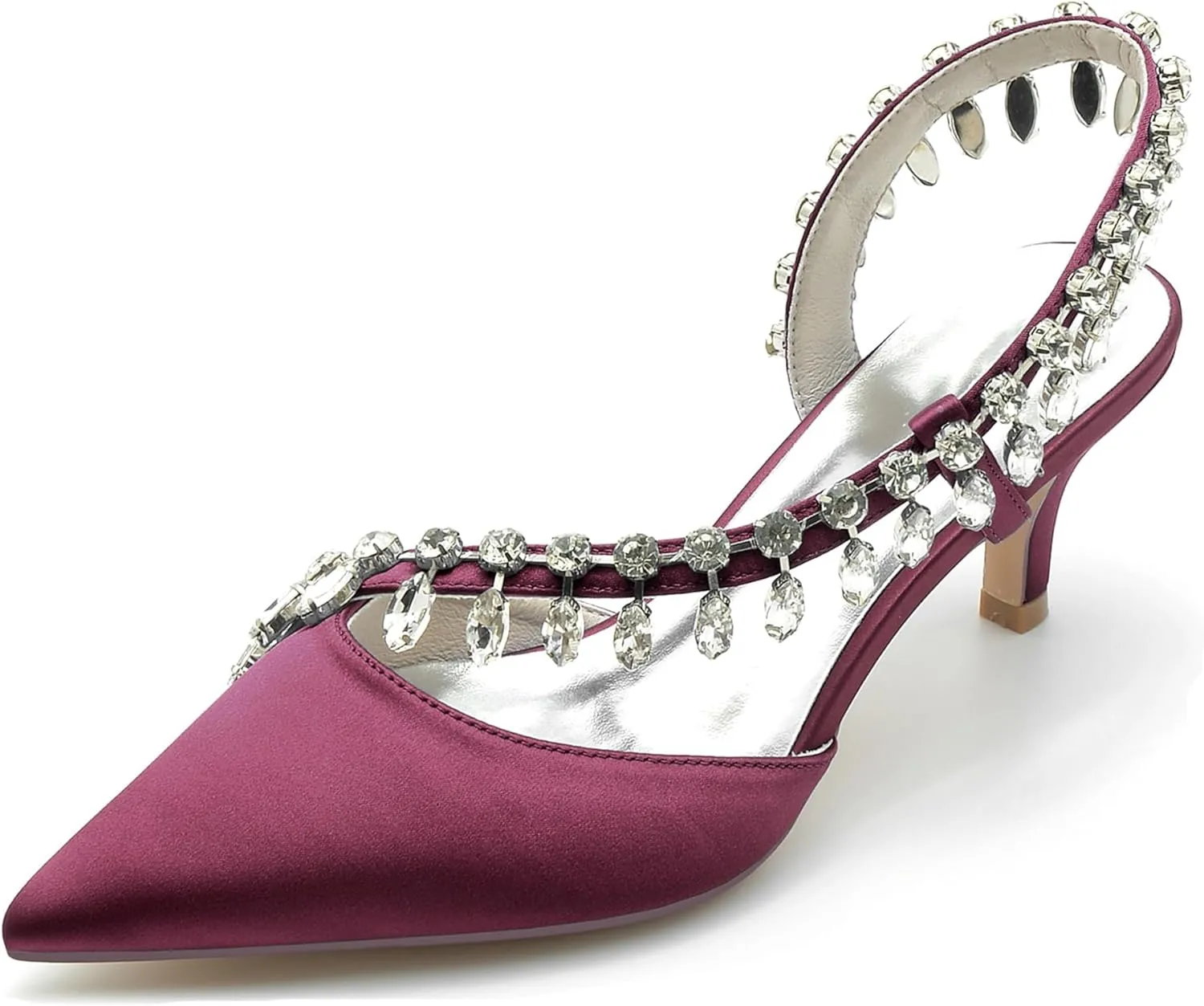 Minishion Ladies Wedding Shoes Sparkle Rhinestones Formal Pumps Mules Slingback Prom Heels BR108