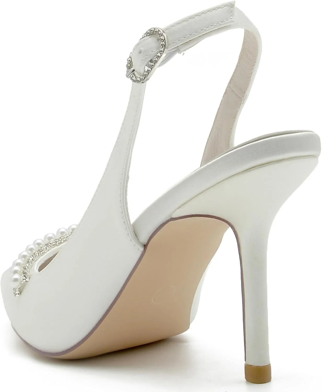 Minishion Wedding Party Women Shoes Slingback Closed Toe Evening Pumps Mules wtih Pearl BR019