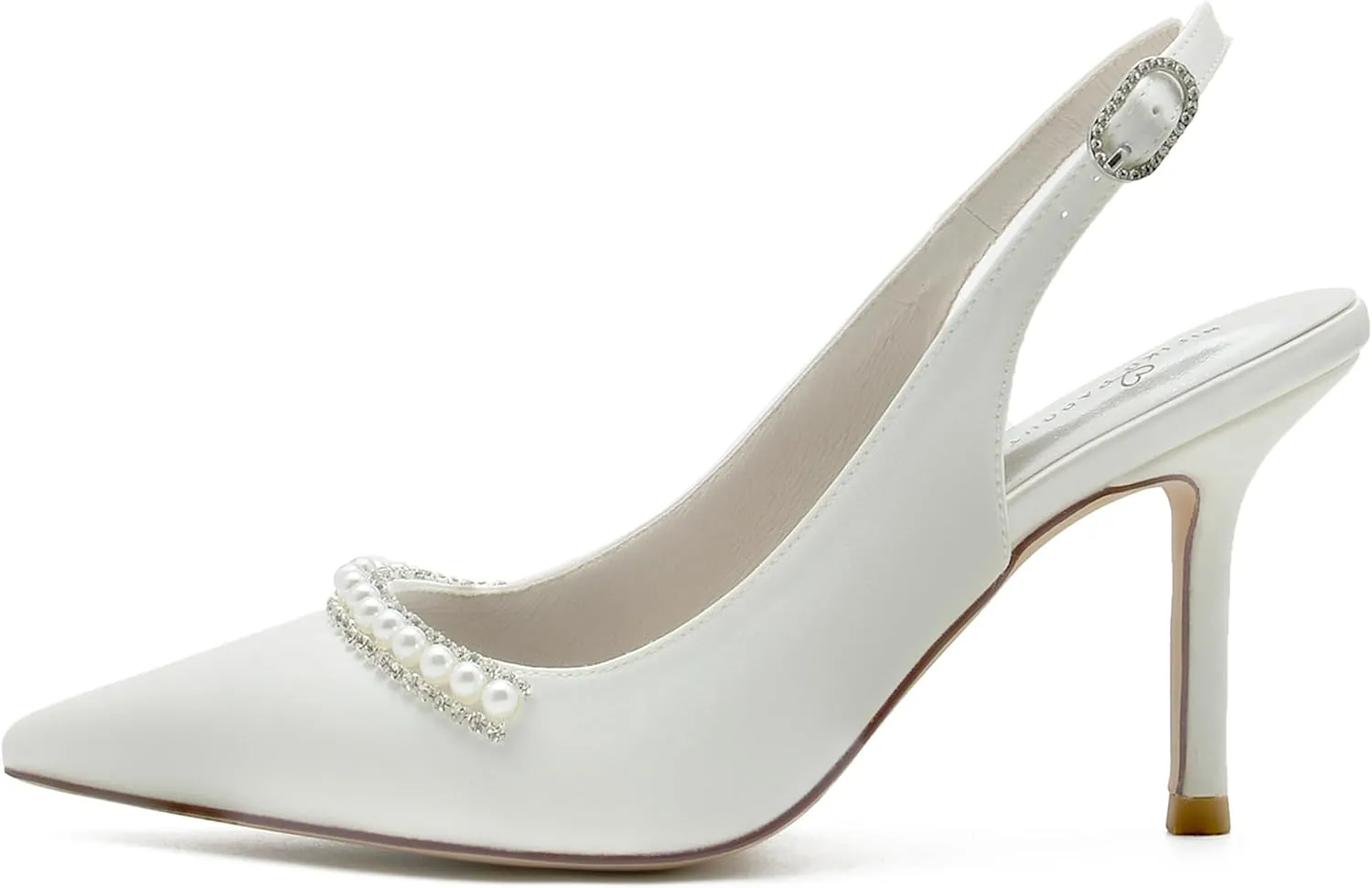Minishion Wedding Party Women Shoes Slingback Closed Toe Evening Pumps Mules wtih Pearl BR019