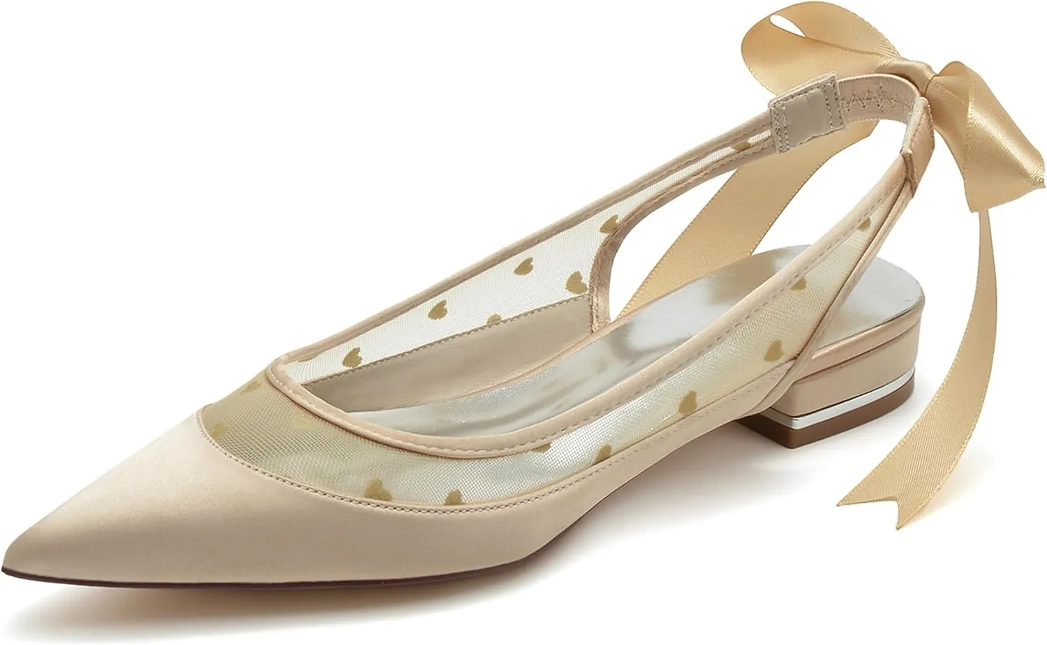 Minishion Woman Girls Wedding Dress Flats Slingback Transparent Evening Formal Mules Shoes with Ribbon BR235