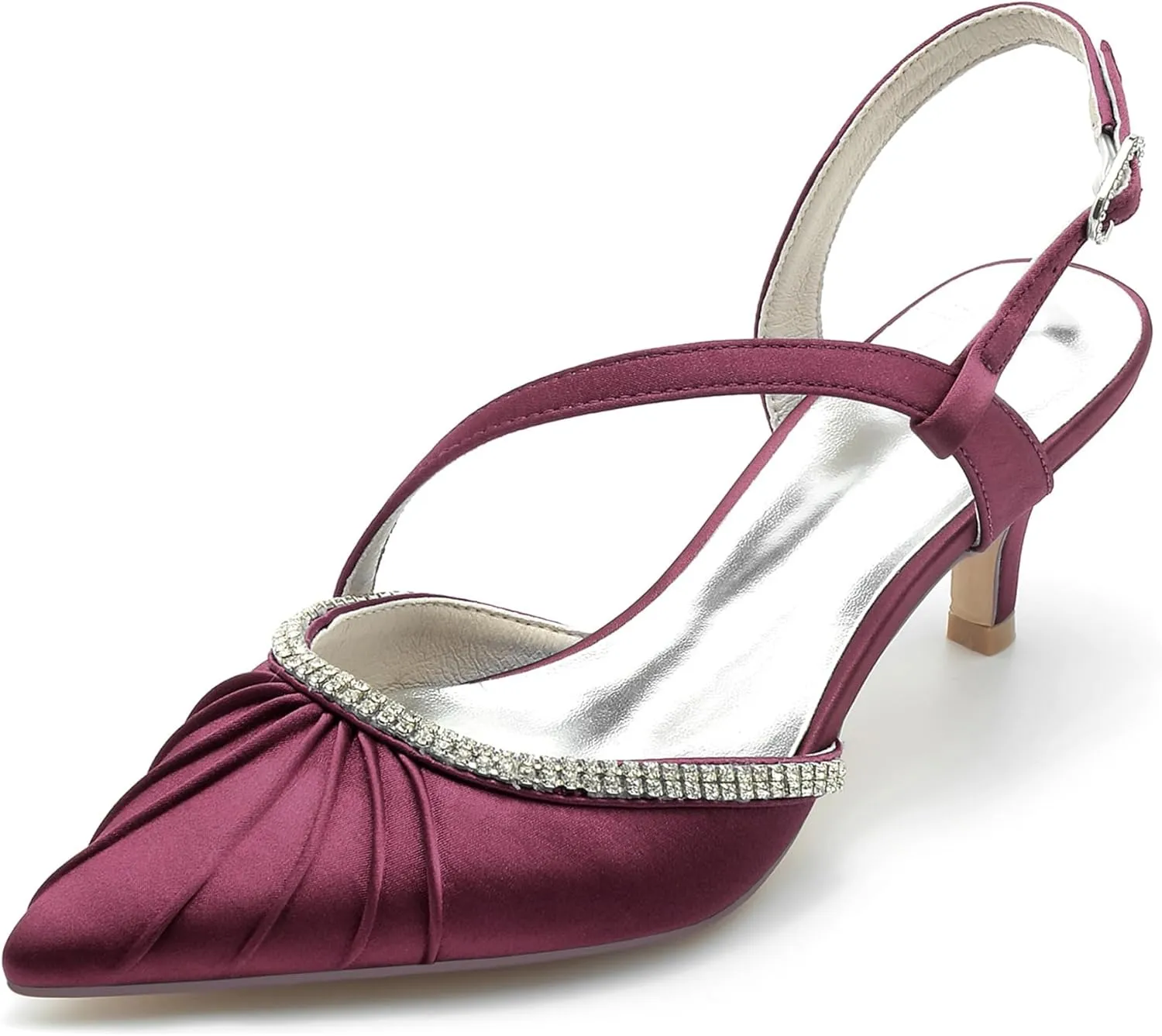 Minishion Womens Dress Shoes for Wedding Guest Slingback Closed Toe Evening Pumps Mules BR036