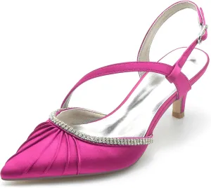 Minishion Womens Dress Shoes for Wedding Guest Slingback Closed Toe Evening Pumps Mules BR036