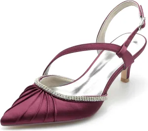 Minishion Womens Dress Shoes for Wedding Guest Slingback Closed Toe Evening Pumps Mules BR036