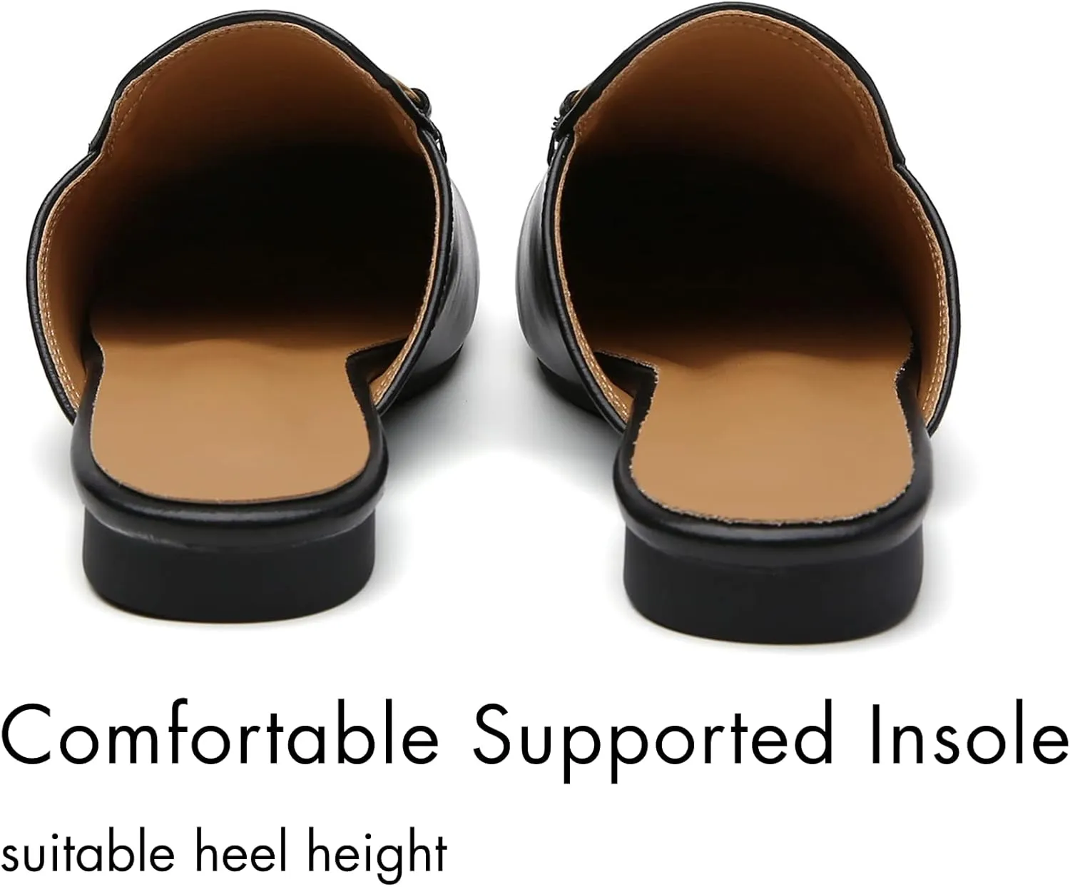 Minorsu Buckle Mules for Women Flats Round Toe Mule Backless Slides Slip On Loafer Shoes