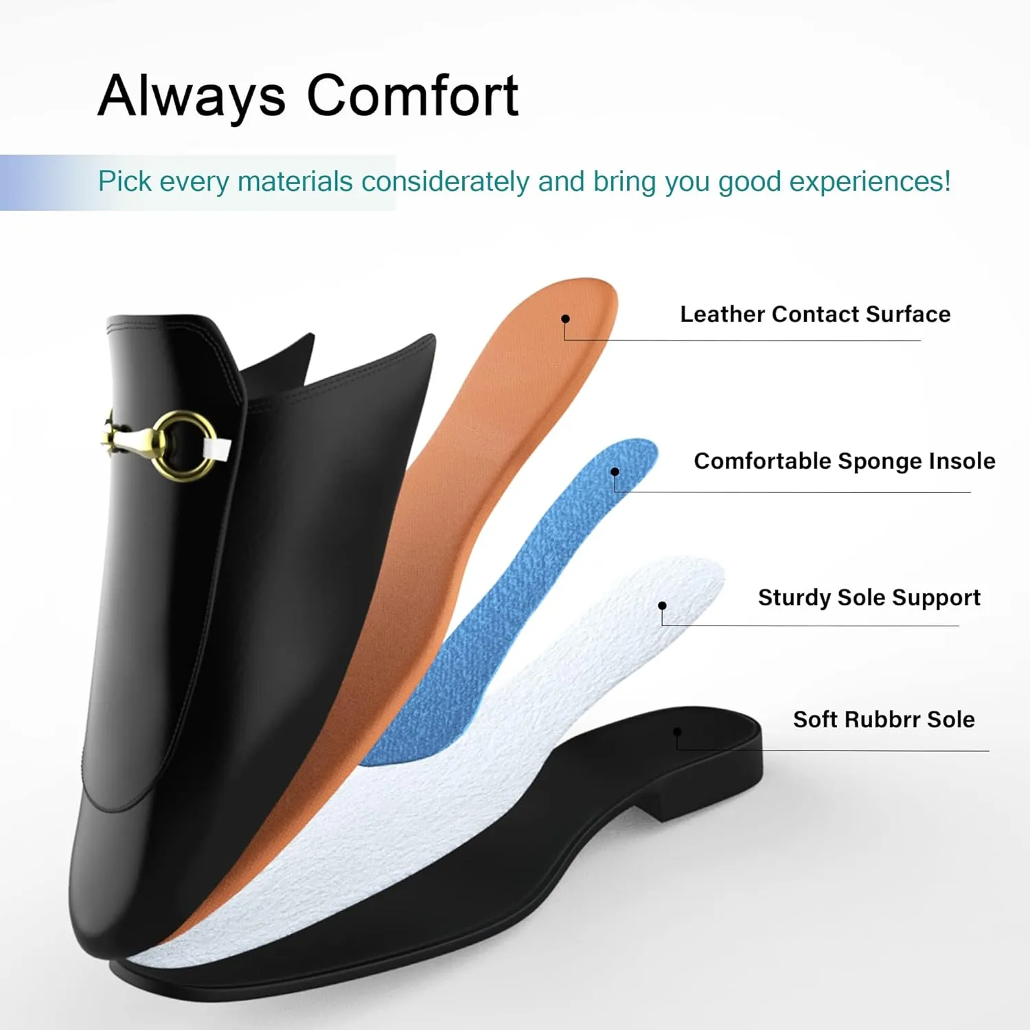 Minorsu Buckle Mules for Women Flats Round Toe Mule Backless Slides Slip On Loafer Shoes