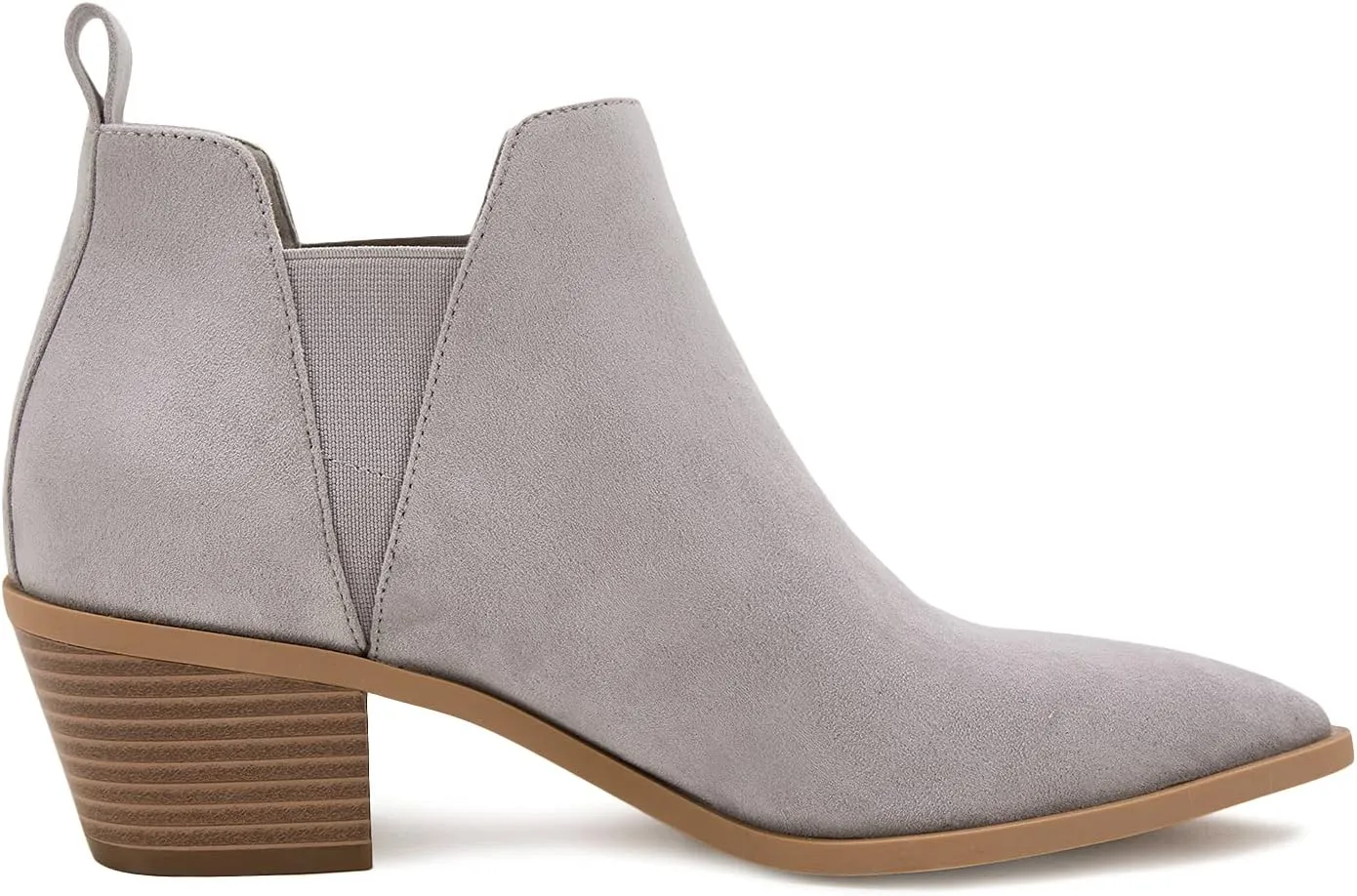 Minshluu Booties for Women Stacked Chunky Heel Ankle Boots Slip on Western Low Heel Chelsea Boots