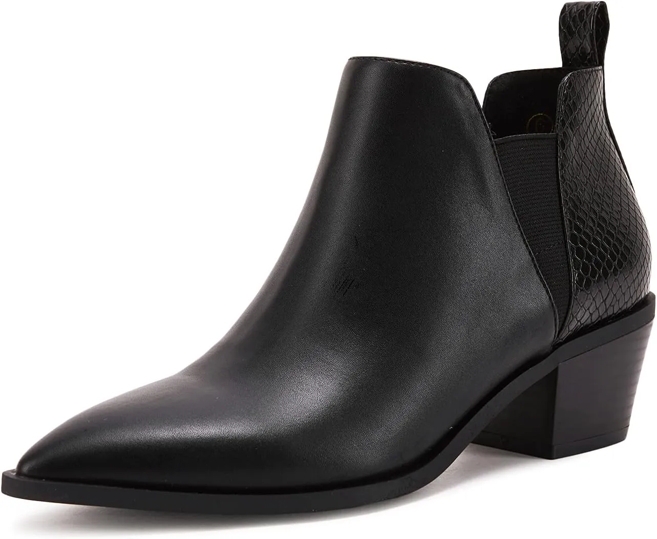 Minshluu Booties for Women Stacked Chunky Heel Ankle Boots Slip on Western Low Heel Chelsea Boots