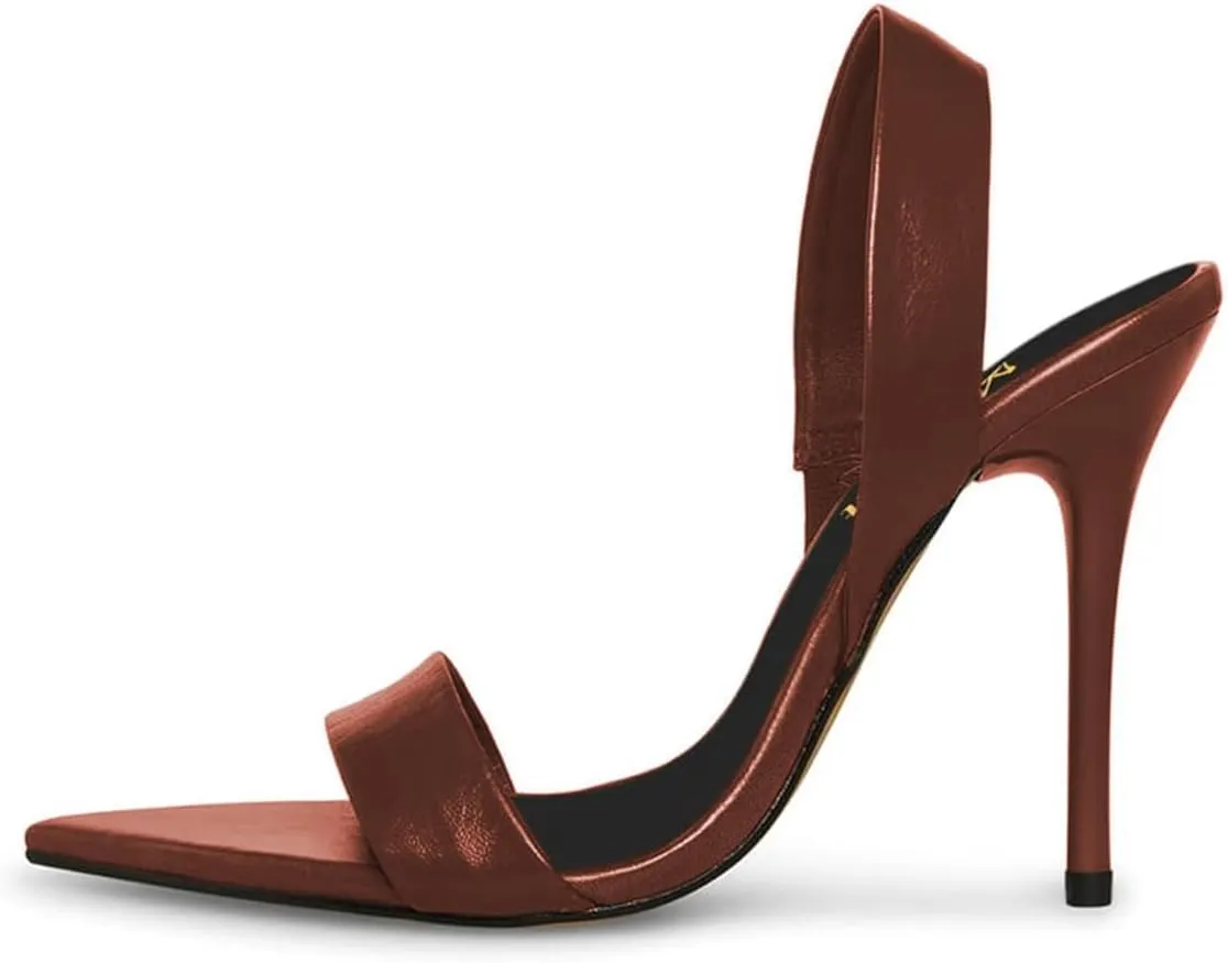 miss left Women's Edgy Stiletto High Heels Pointed Open Toe Sandals Slingback Strap Slip On Night Club Pumps Shoes Size 4-16 US