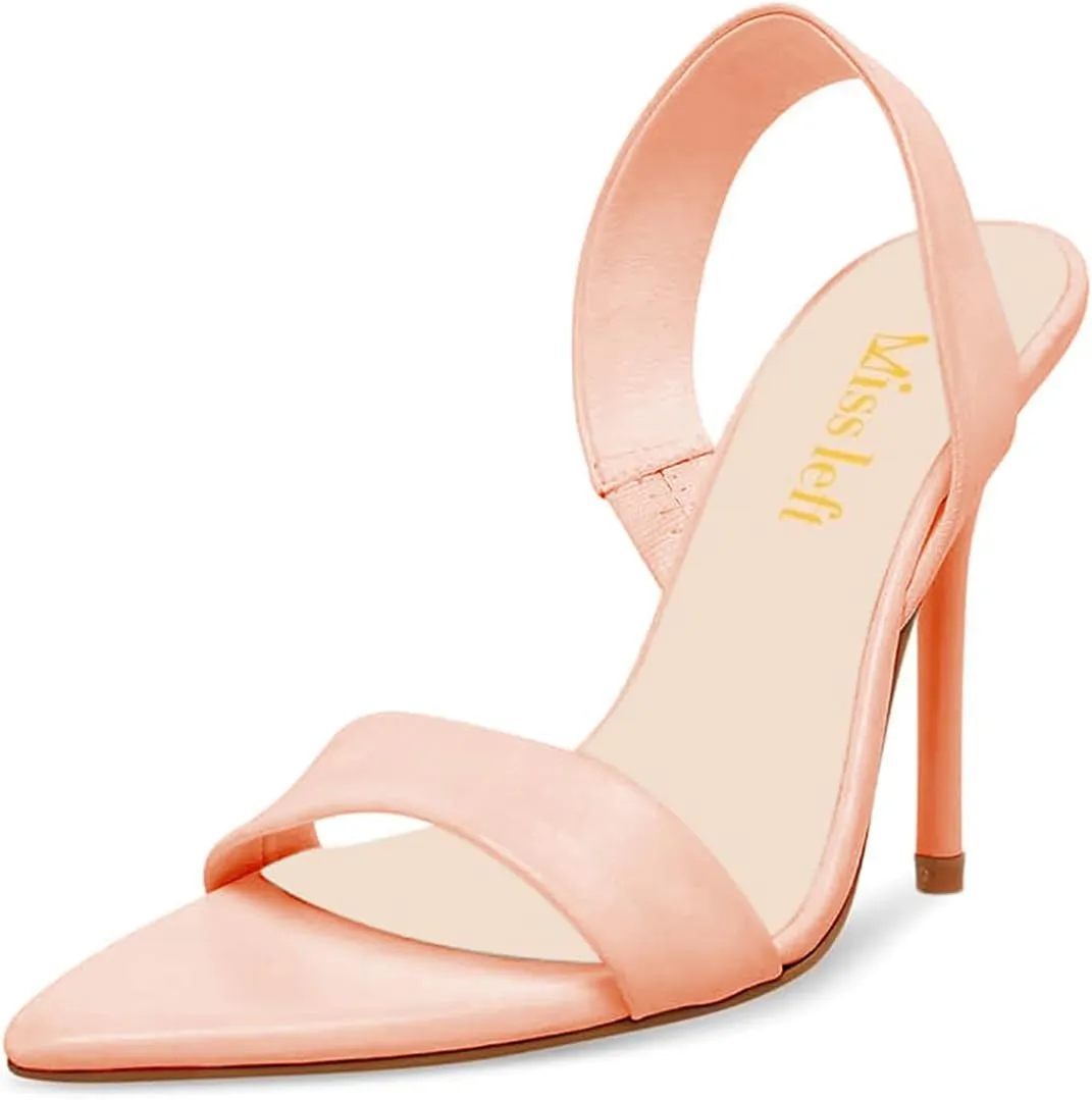 miss left Women's Edgy Stiletto High Heels Pointed Open Toe Sandals Slingback Strap Slip On Night Club Pumps Shoes Size 4-16 US