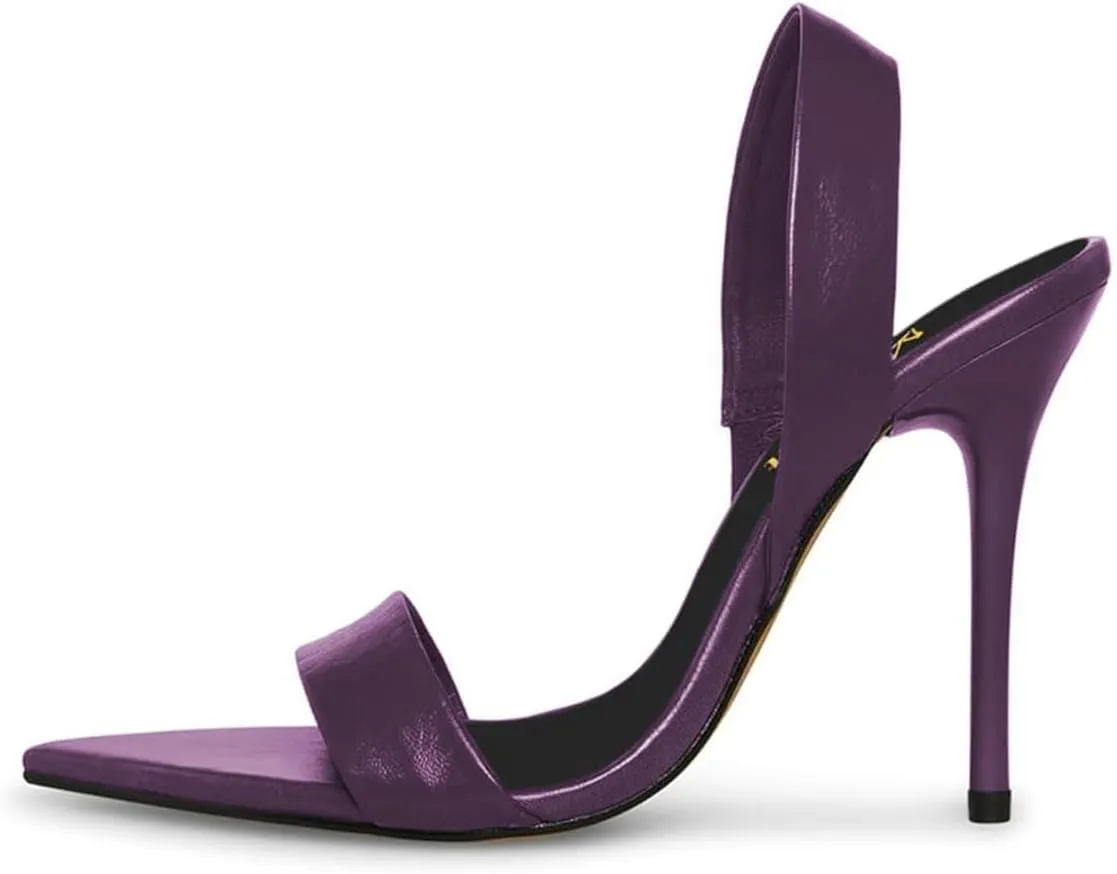 miss left Women's Edgy Stiletto High Heels Pointed Open Toe Sandals Slingback Strap Slip On Night Club Pumps Shoes Size 4-16 US