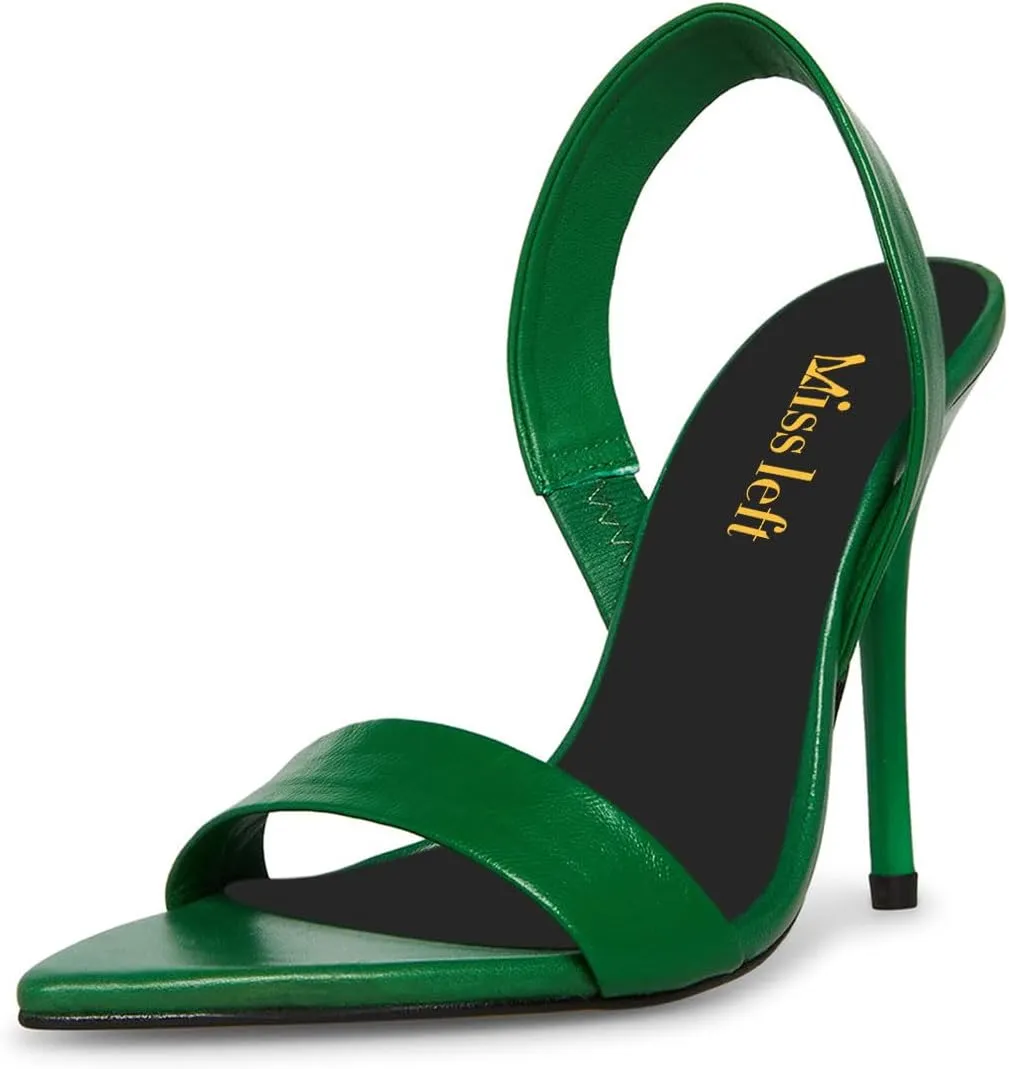 miss left Women's Edgy Stiletto High Heels Pointed Open Toe Sandals Slingback Strap Slip On Night Club Pumps Shoes Size 4-16 US