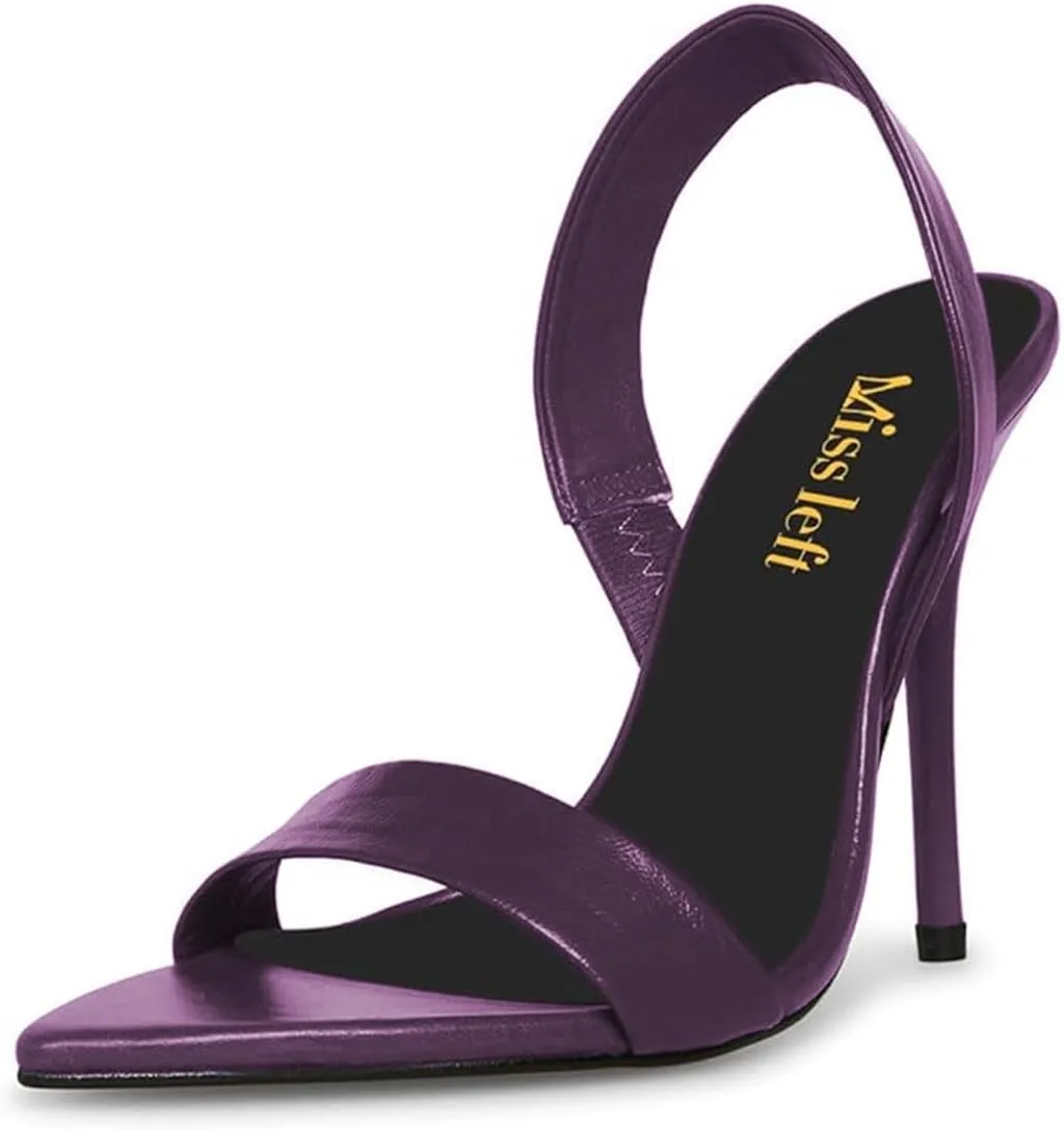 miss left Women's Edgy Stiletto High Heels Pointed Open Toe Sandals Slingback Strap Slip On Night Club Pumps Shoes Size 4-16 US