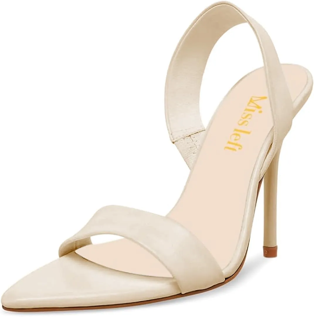 miss left Women's Edgy Stiletto High Heels Pointed Open Toe Sandals Slingback Strap Slip On Night Club Pumps Shoes Size 4-16 US