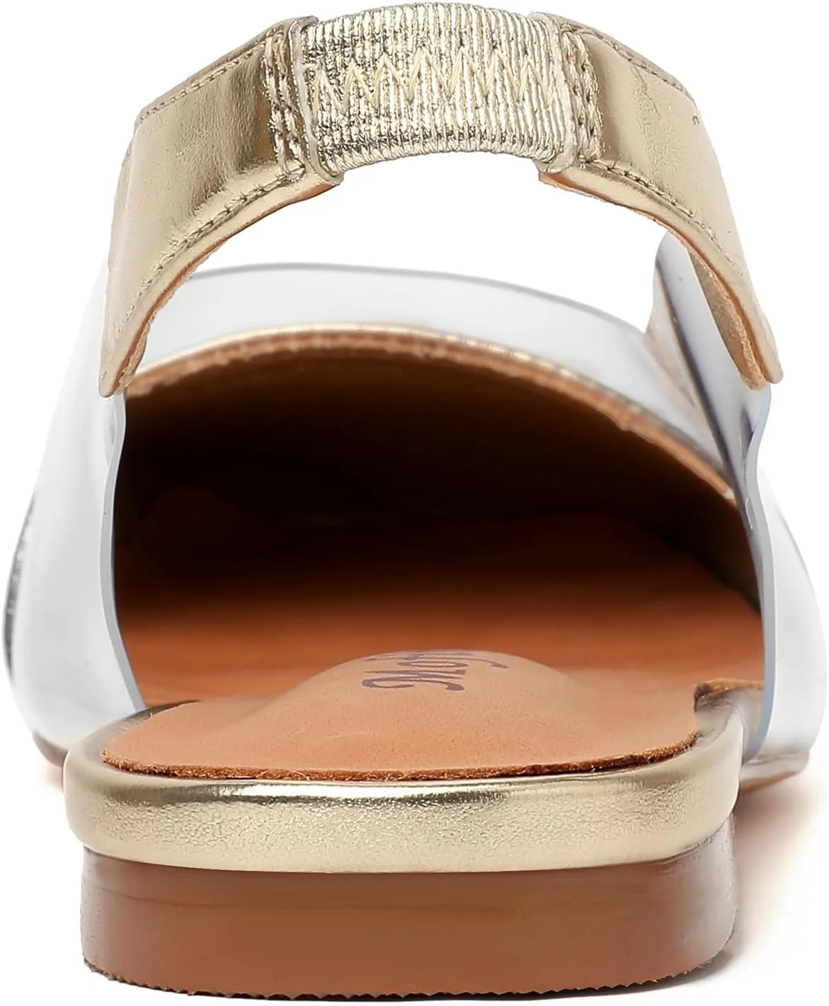 Mofirdast Clear Flats Sandals for Women Square Toe Slingback Flats with Transparent Ankle Strap for Work Weddings Parties