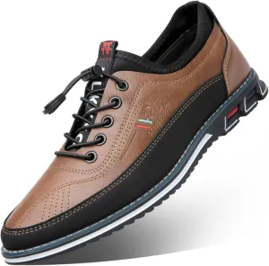 Moodeng Mens Dress Shoes Leather Causal Oxfords Lightweight Formal Business Shoes Adjustable Lacing Derby Shoes Comfortable Walking Loafers