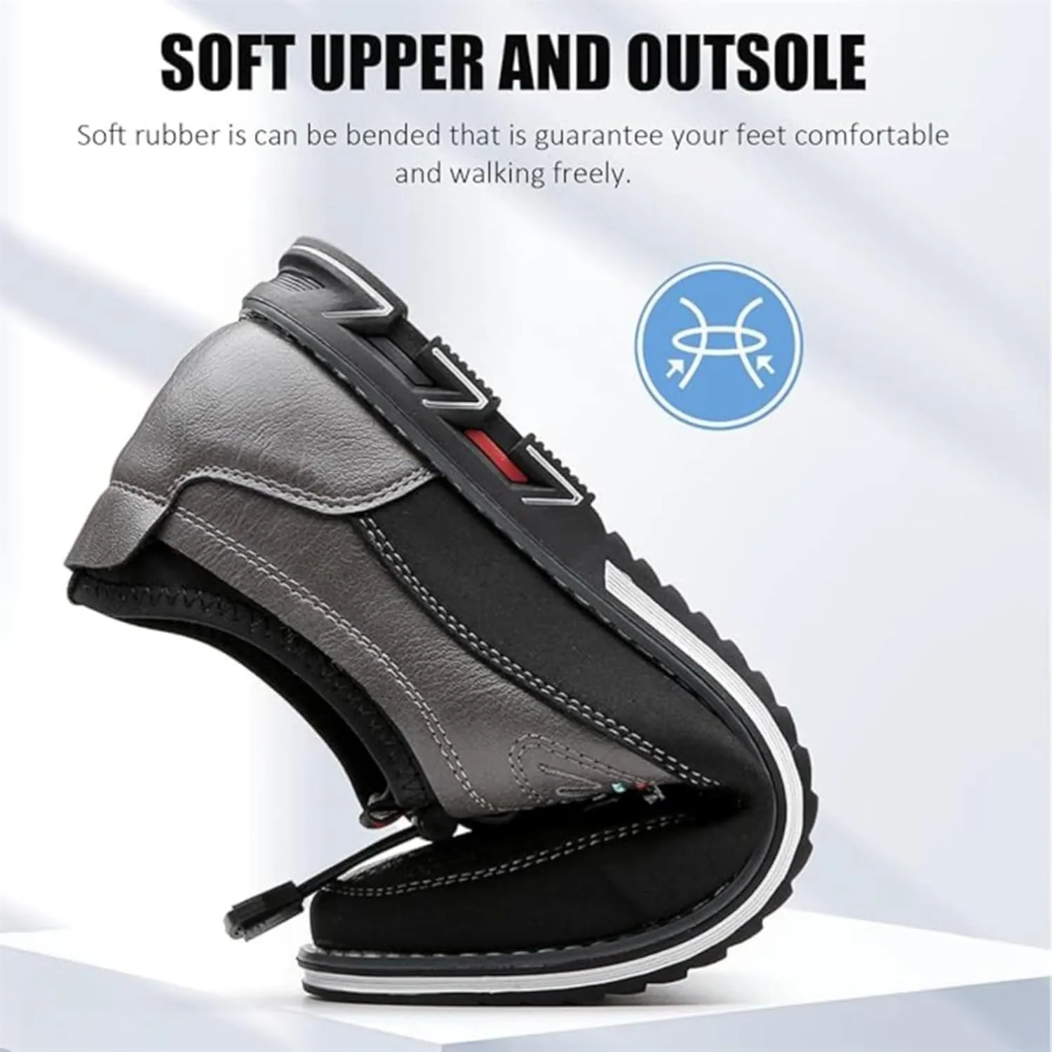 Moodeng Mens Dress Shoes Leather Causal Oxfords Lightweight Formal Business Shoes Adjustable Lacing Derby Shoes Comfortable Walking Loafers