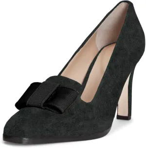 MOOMMO Women Bow Stiletto Heel Pumps Velvet Square Toe Slip On Stiletto High Heels 3 inch Elegant Bow Dress Pumps Wedding Bridal Evening Party Stilettos Loafers 4-11 M US